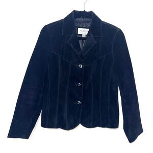 Vintage 90's Wilson's Leather Suede Blazer - Black M Gilmore Girls Alt